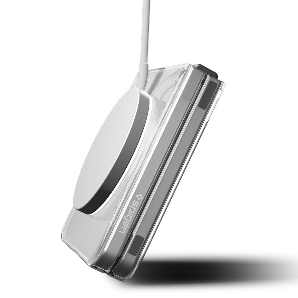 Dėklas Spigen AirSkin Mag MagSafe Samsung Galaxy Z Flip 7 Crystal skaidrus ir baltos spalvos