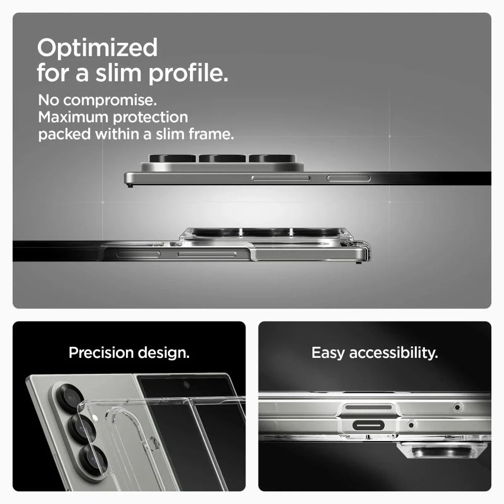 Dėklas Spigen AirSkin Mag MagSafe Samsung Galaxy Z Fold 7 Crystal baltos spalvos ir skaidrus