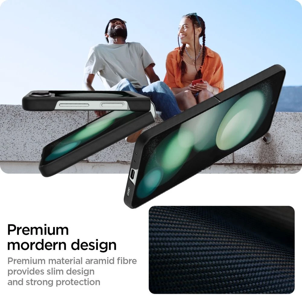 Samsung Galaxy Z FLIP 5 Spigen Airskin "Pro" telefono dėklas juodos spalvos