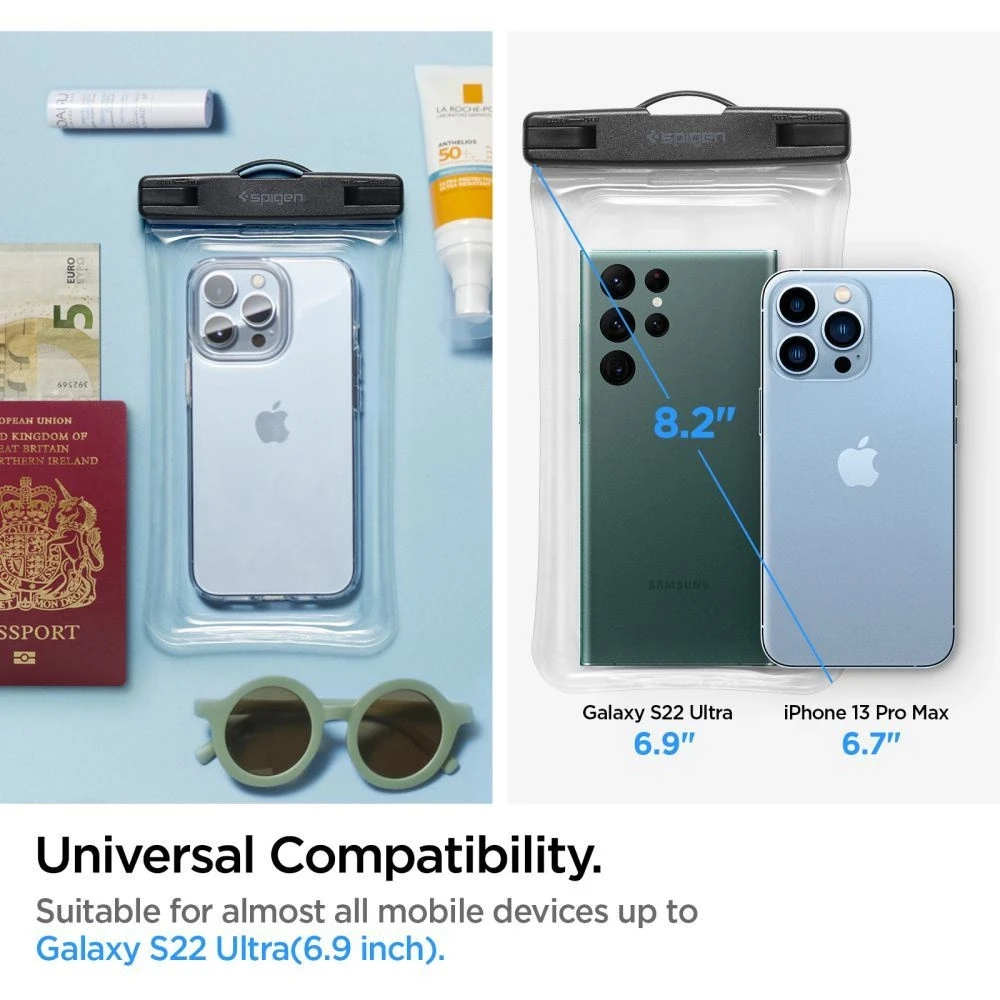 SPIGEN A610 UNIVERSALUS VANDENiui atsparus plūduriuojantis dėklas CRYSTAL CLEAR