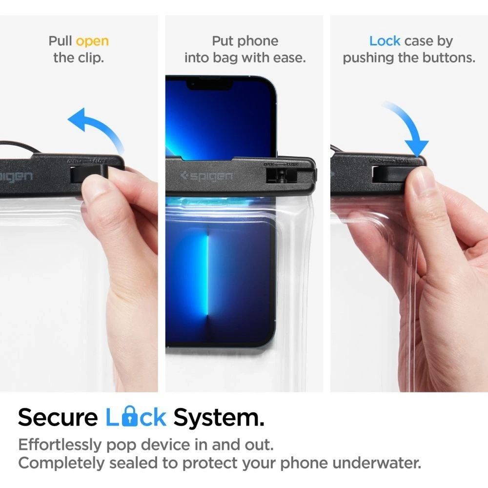 SPIGEN A610 UNIVERSALUS VANDENiui atsparus plūduriuojantis dėklas CRYSTAL CLEAR