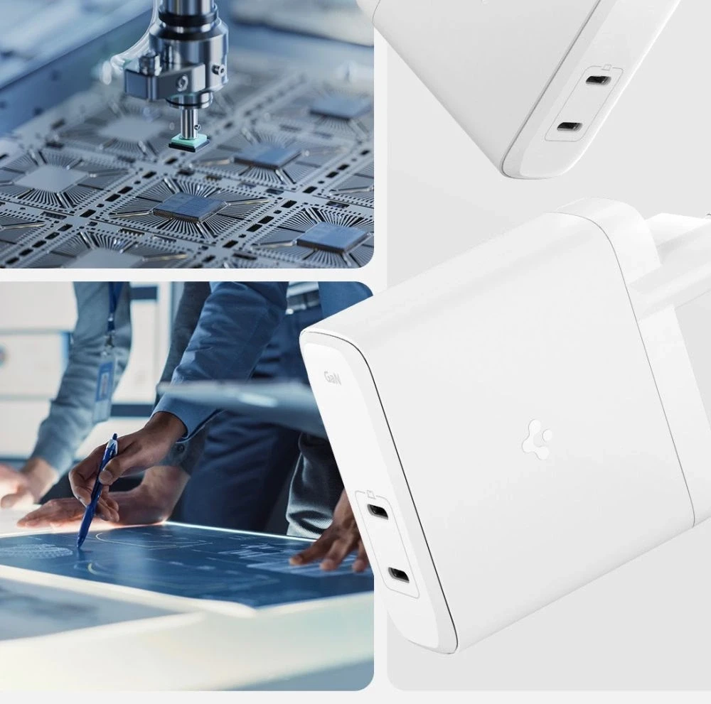 SPIGEN ArcStation Pro GaN-1402 maitinimo įkroviklis, 2x USB-C, 140W baltos spalvos