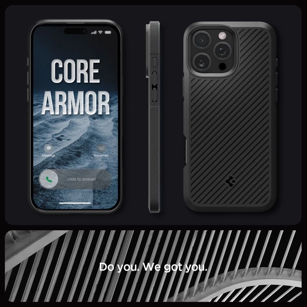 Spigen Core Armor – dėklas skirtas Apple iPhone 16 Pro Max Matte Juodas