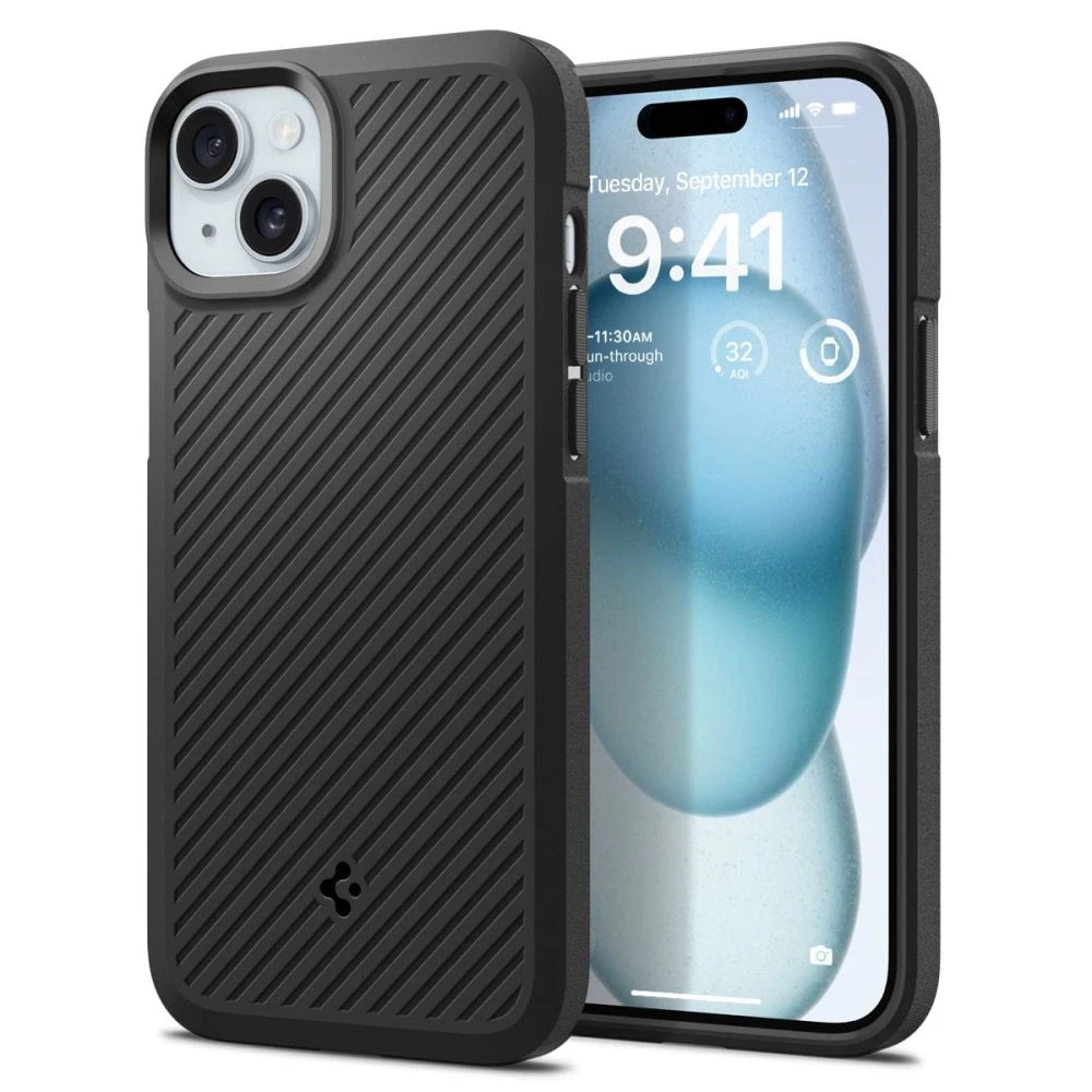 Dėklas Spigen Core Armor Apple iPhone 15 Plus / 14 Plus 6.7″ matte juodos spalvos ACS06454