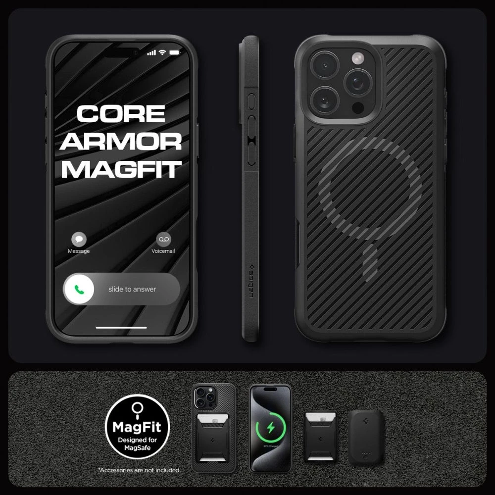Spigen Core Armor Mag MagSafe Apple iPhone 16 Pro Max – dėklas telefonui juodos matinės spalvos