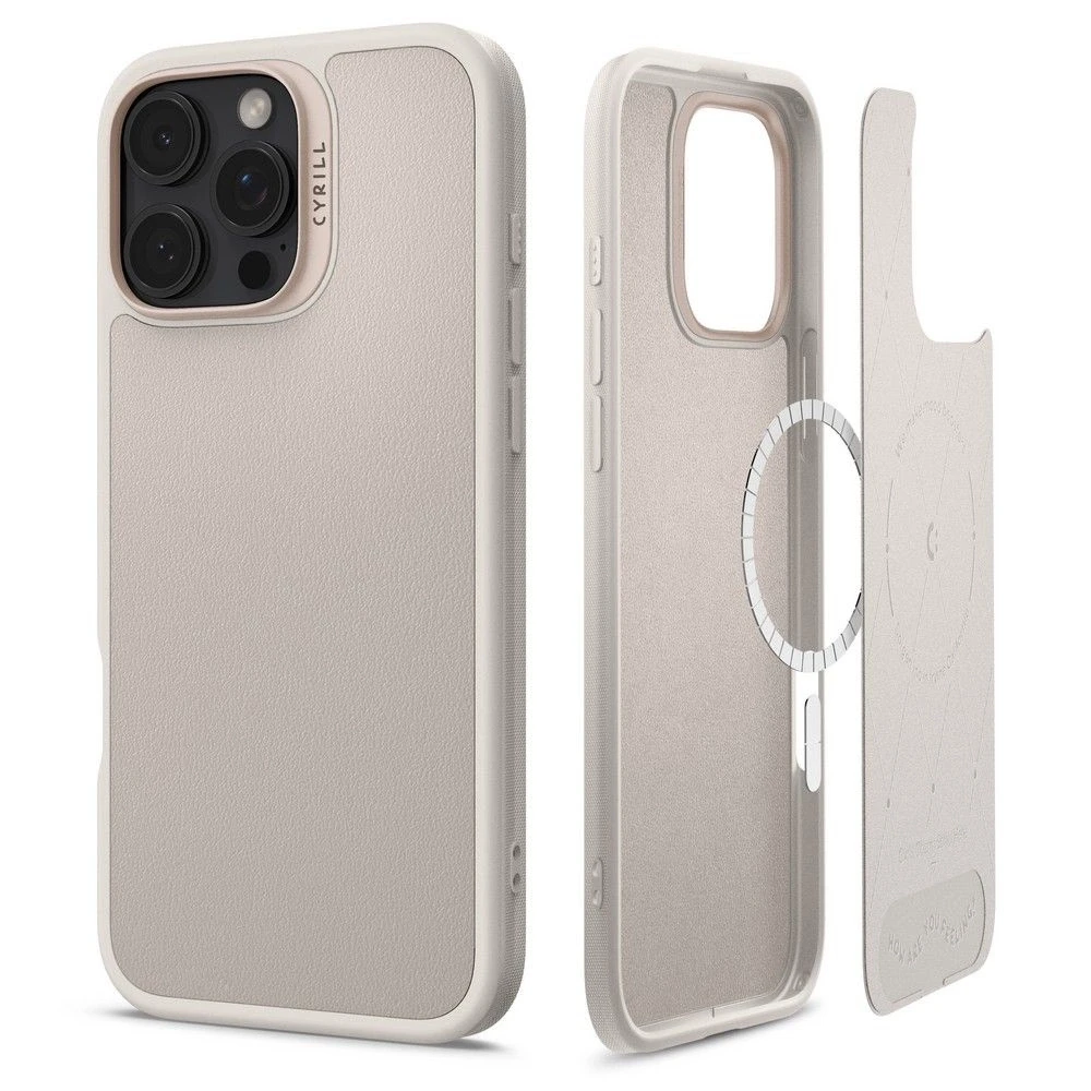 Dėklas „Spigen Cyrill Kajuk MagSafe“, kreminės spalvos – „Apple iPhone 16 Pro“