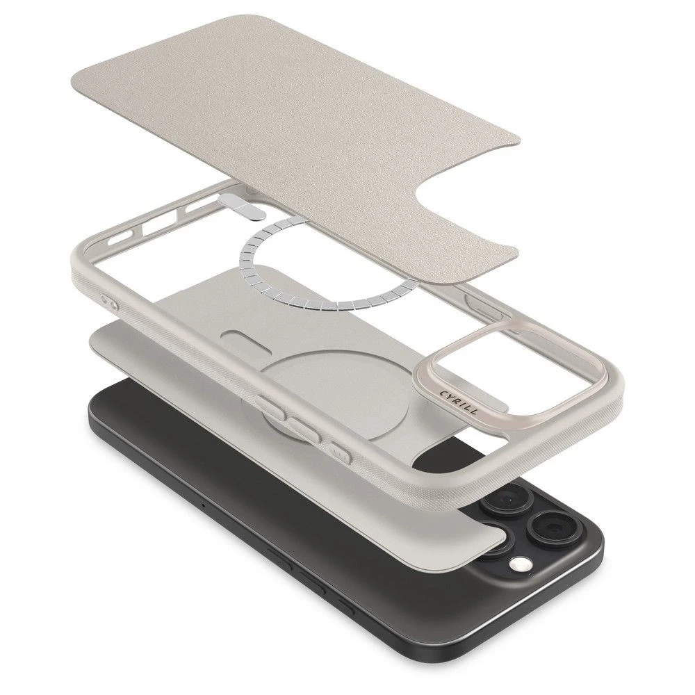 Dėklas „Spigen Cyrill Kajuk MagSafe“, kreminės spalvos – „Apple iPhone 16 Pro“