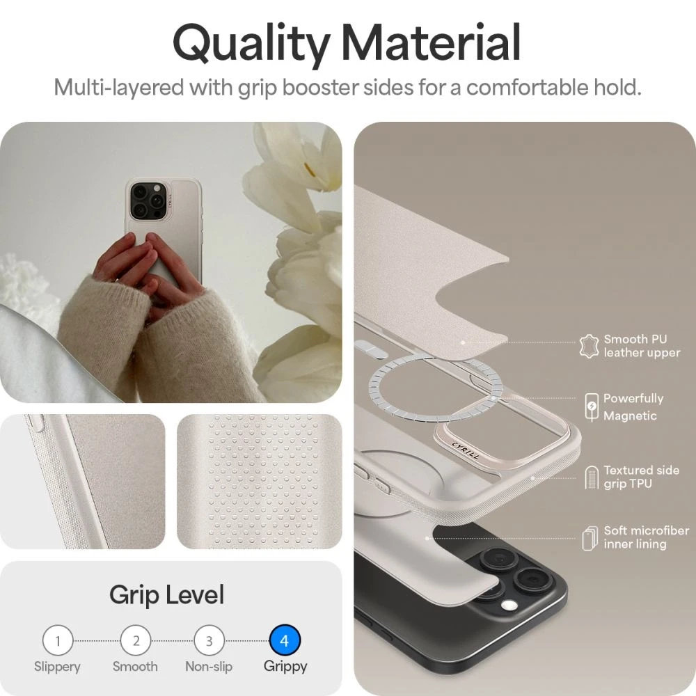 Spigen Cyrill Kajuk Classic Charm Mag MagSafe - dėklas skirtas Apple iPhone 16 Pro Max Kreminis
