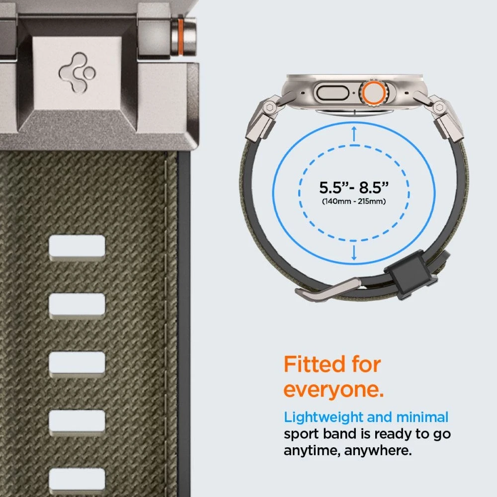 „Spigen DuraPro Armor“ dirželis, skirtas „Apple Watch 44 / 45 / 46 / 49 mm“ – Žalias