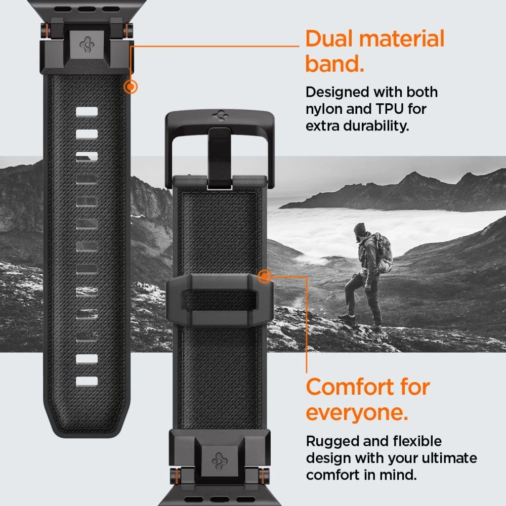 „Spigen DuraPro Armor®“ apyrankė, skirta „Apple Watch 44/45/46/49 mm“ (juodas leidimas)