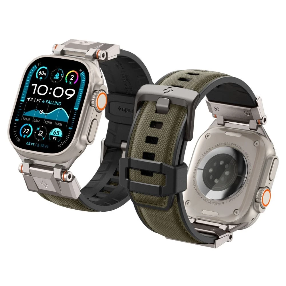 „Spigen DuraPro Armor“ dirželis, skirtas „Apple Watch 44 / 45 / 46 / 49 mm“ – Žalias
