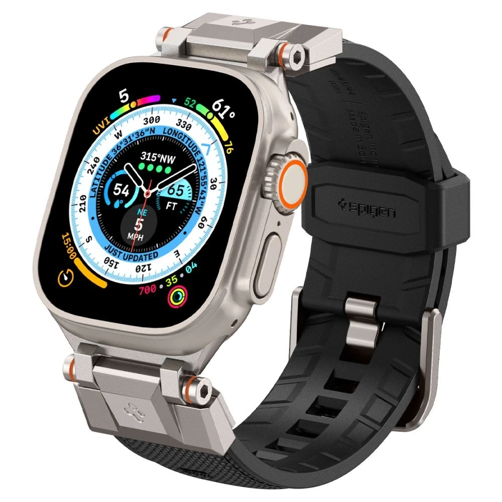 Dėklas Spigen Durapro Armor apyrankė skirta Apple Watch 4/5/6/7/8/9/SE/ Ultra (42/44/45/49 mm) – juodos spalvos