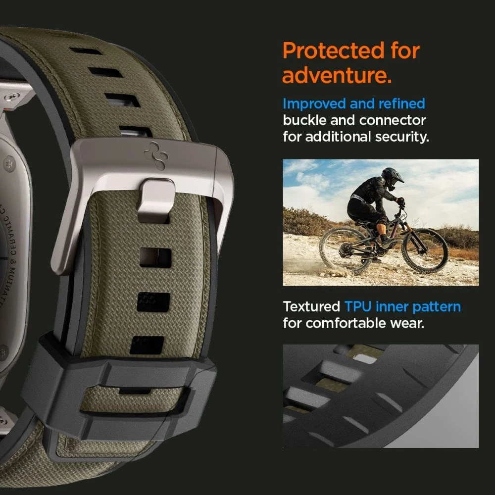 „Spigen DuraPro Armor“ dirželis, skirtas „Apple Watch 44 / 45 / 46 / 49 mm“ – Žalias