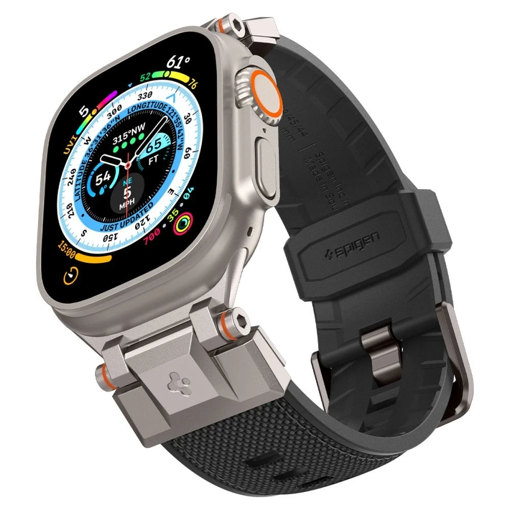 Dėklas Spigen Durapro Armor apyrankė skirta Apple Watch 4/5/6/7/8/9/SE/ Ultra (42/44/45/49 mm) – juodos spalvos