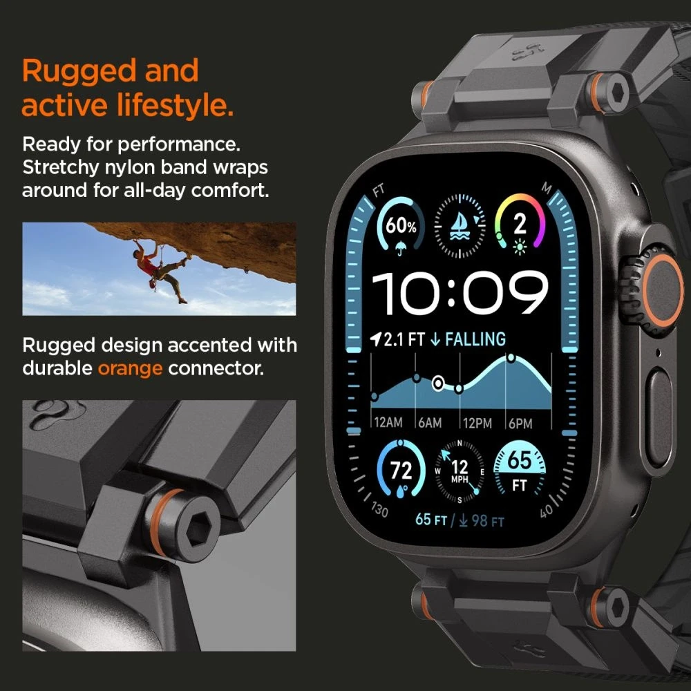 „Spigen DuraPro Armor®“ apyrankė, skirta „Apple Watch 44/45/46/49 mm“ (juodas leidimas)