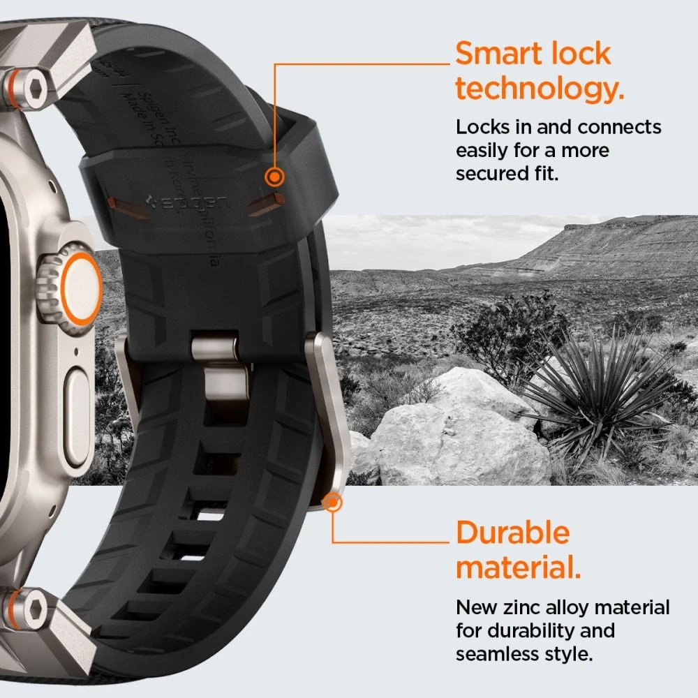 Dėklas Spigen Durapro Armor apyrankė skirta Apple Watch 4/5/6/7/8/9/SE/ Ultra (42/44/45/49 mm) – juodos spalvos