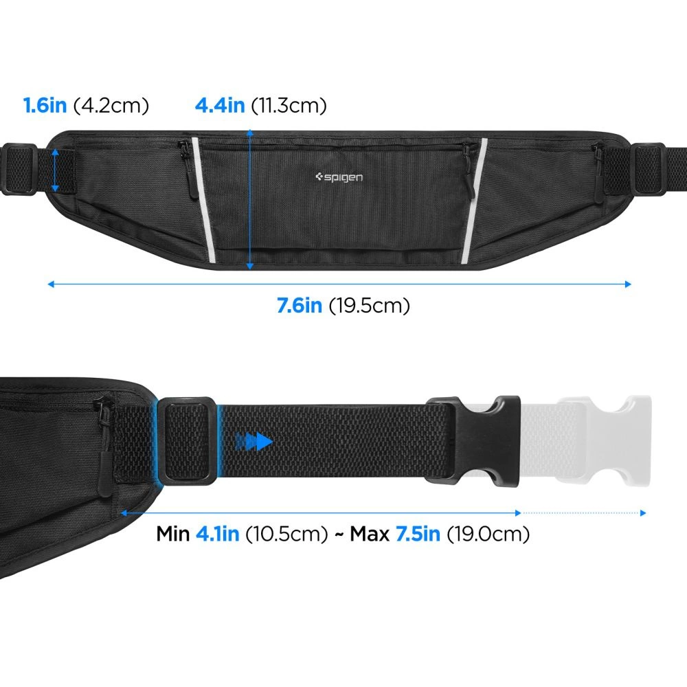 Spigen A710 Dynamic Shield Waist Bag – Sports Waist Bag / Belt Bag for Išmanusis telefonas iki 6.9 (juodos spalvos)