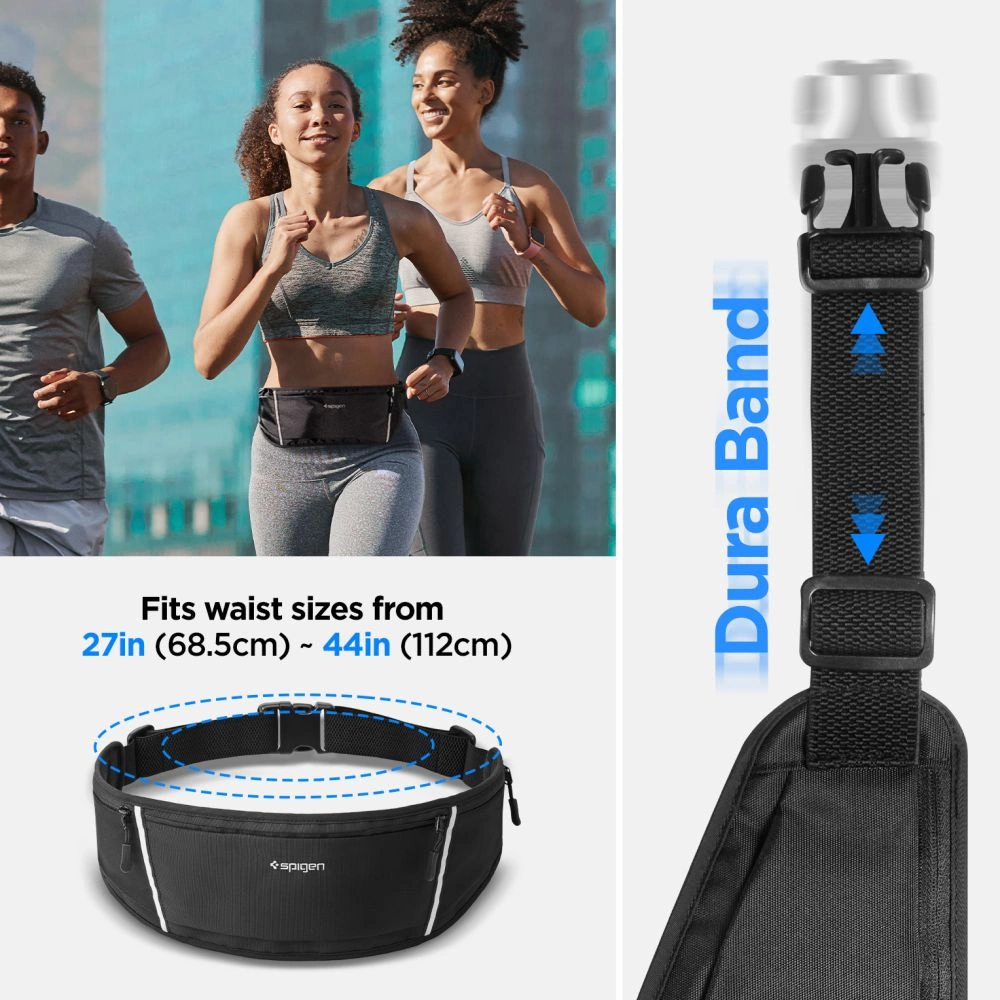 Spigen A710 Dynamic Shield Waist Bag – Sports Waist Bag / Belt Bag for Išmanusis telefonas iki 6.9 (juodos spalvos)