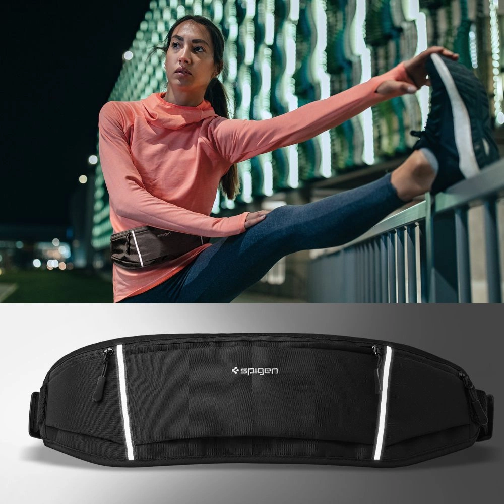 Spigen A710 Dynamic Shield Waist Bag – Sports Waist Bag / Belt Bag for Išmanusis telefonas iki 6.9 (juodos spalvos)