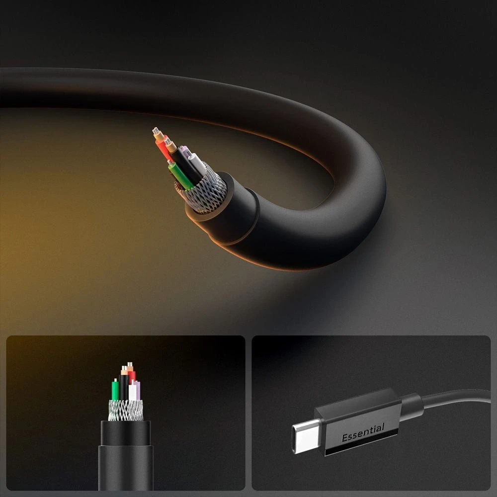Spigen EB6010CC USB-C 60W Cable 100 cm - Juodas