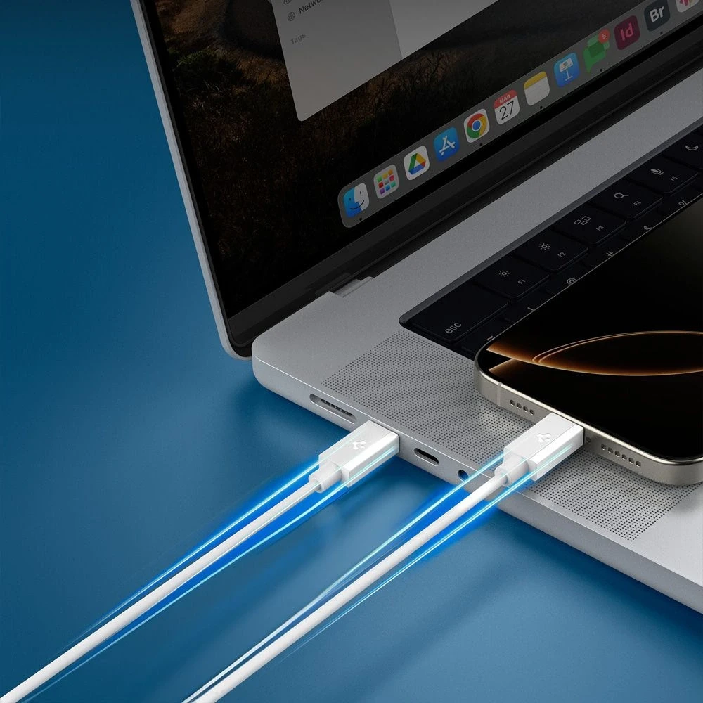 Spigen EB6020CC 60W laidas + USB-C / USB-C laidas 200 cm - Baltas