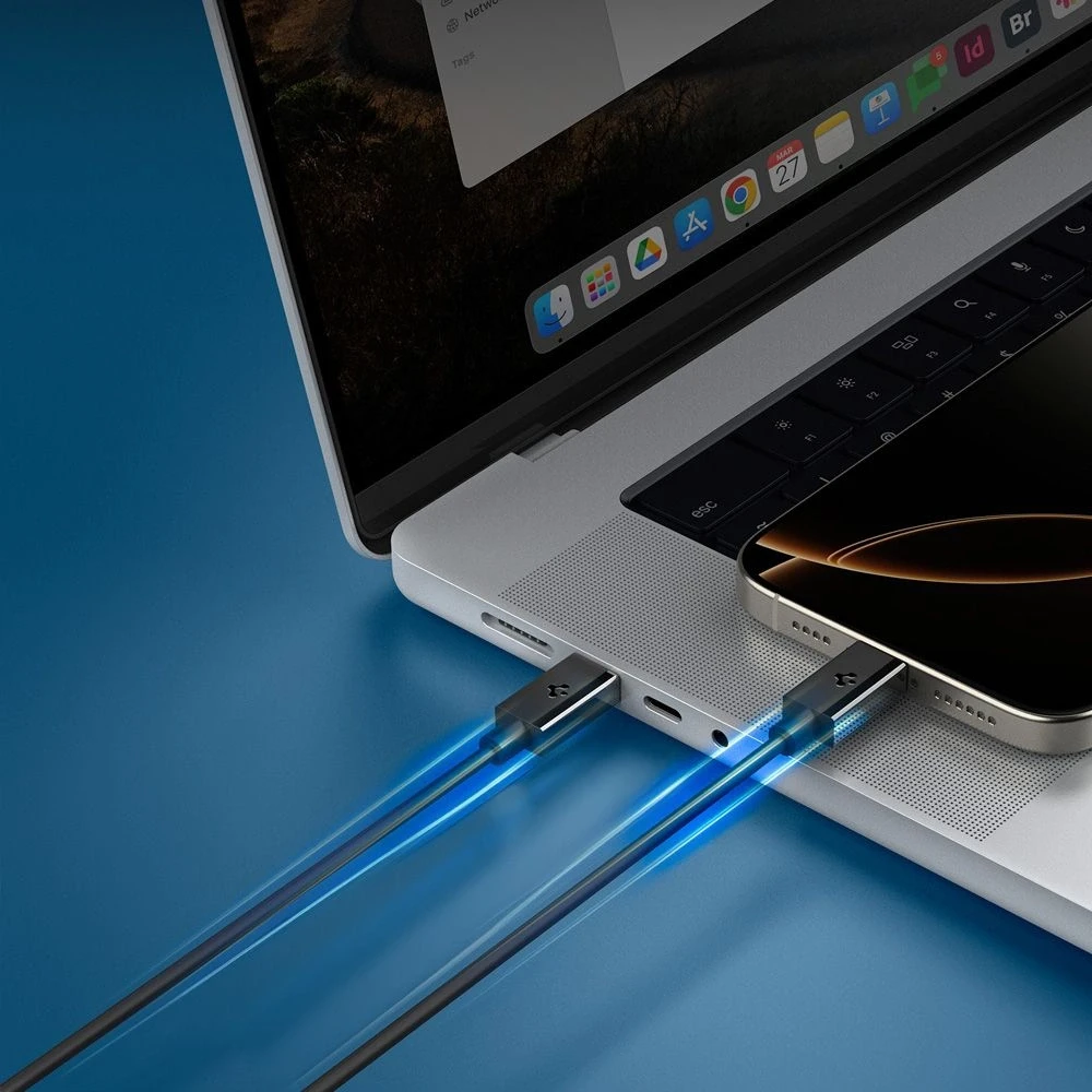 Spigen EB6020CC 60W Cable + USB-C / USB-C Cable 200 cm - Juodas