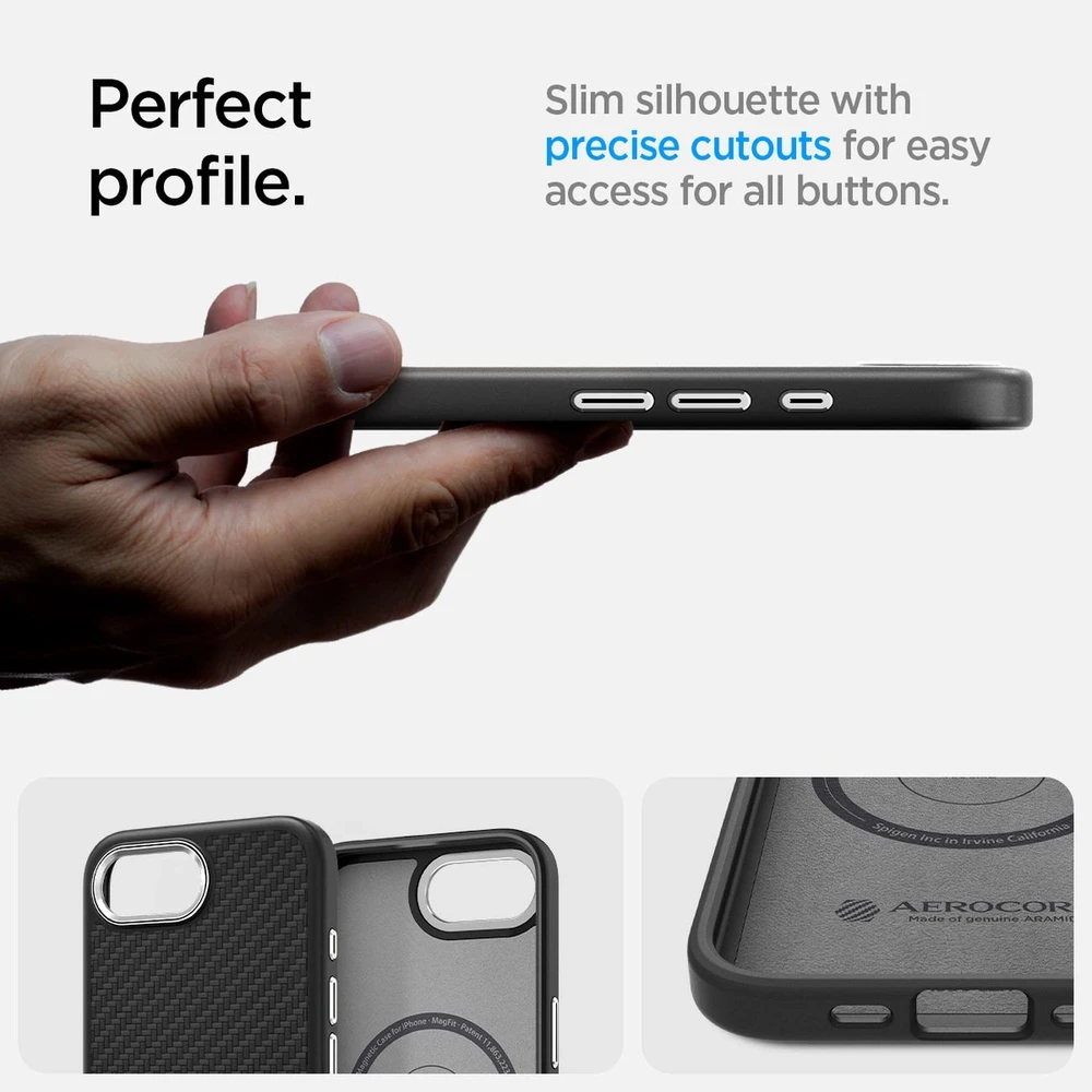 Spigen Enzo Aramid MagSafe Apple iPhone SE 4 (2025) – dėklas telefonui juodos spalvos
