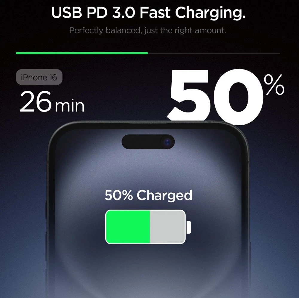 Spigen Essential EE201EU USB-C 20W Wall Charger - Baltas