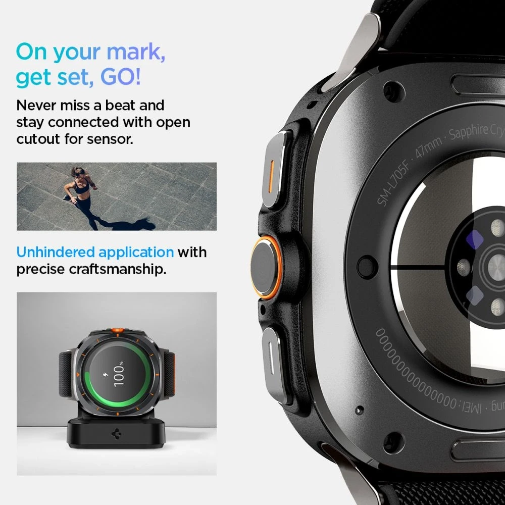 Apyrankė Samsung Galaxy Watch Ultra (47mm) Spigen Fit Lite juodos spalvos