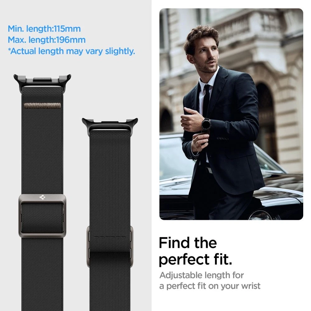 Spigen Lite Fit Band, juodas - Galaxy Watch 8 46mm/44mm/40mm