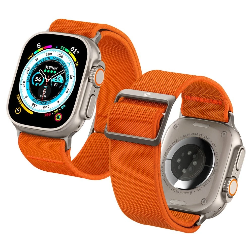 Dėklas Spigen Fit Lite Ultra Apple Watch 4 / 5 / 6 / 7 / 8 / SE / Ultra (42 / 44 / 45 / 49 mm) oranžinės spalvos