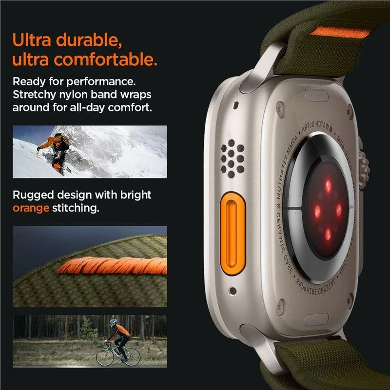Dėklas „Spigen Fit Lite Ultra®“ dirželis, skirtas „Apple Watch 42/44/45/49 mm“ (chaki spalvos)