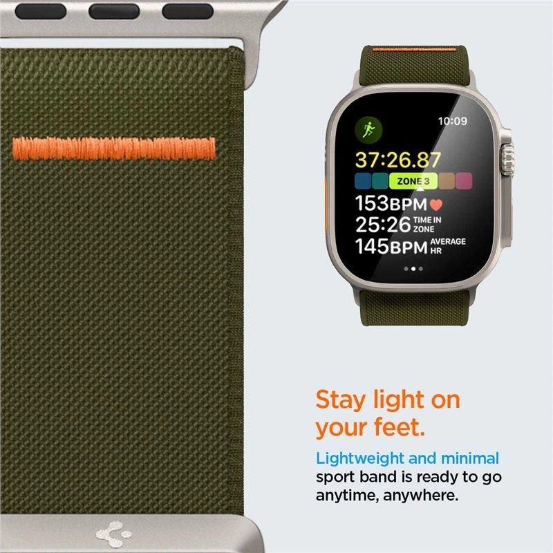 Dėklas „Spigen Fit Lite Ultra®“ dirželis, skirtas „Apple Watch 42/44/45/49 mm“ (chaki spalvos)