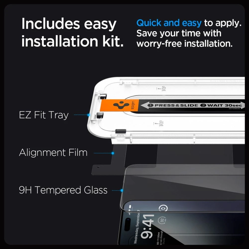 Apsauginis stiklas Spigen GLAS.TR „EZ FIT” FC 2-PACK Apple iPhone 15 Pro Juodas
