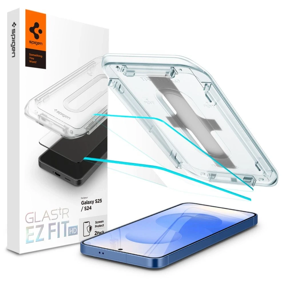 Apsauginis stiklas telefonui Samsung Galaxy S24 / S25 Spigen Glas.tr „EZ Fit” 2 vnt. skaidrus