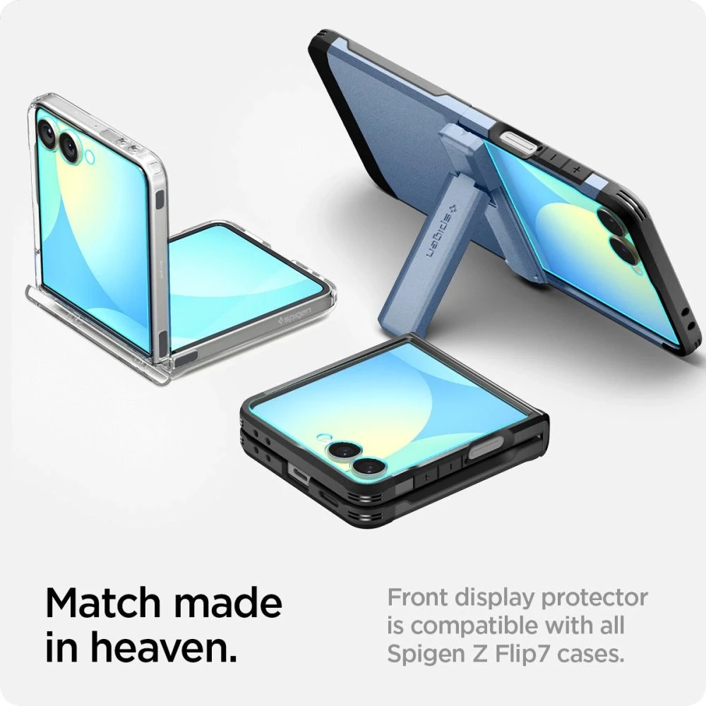Apsauginis grūdintas stiklas Samsung Galaxy Z Flip 7 telefonui „Spigen Glas.TR EZ Fit HD 2 vnt.”