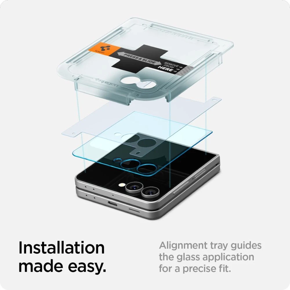 Apsauginis grūdintas stiklas Samsung Galaxy Z Flip 7 telefonui „Spigen Glas.TR EZ Fit HD 2 vnt.”