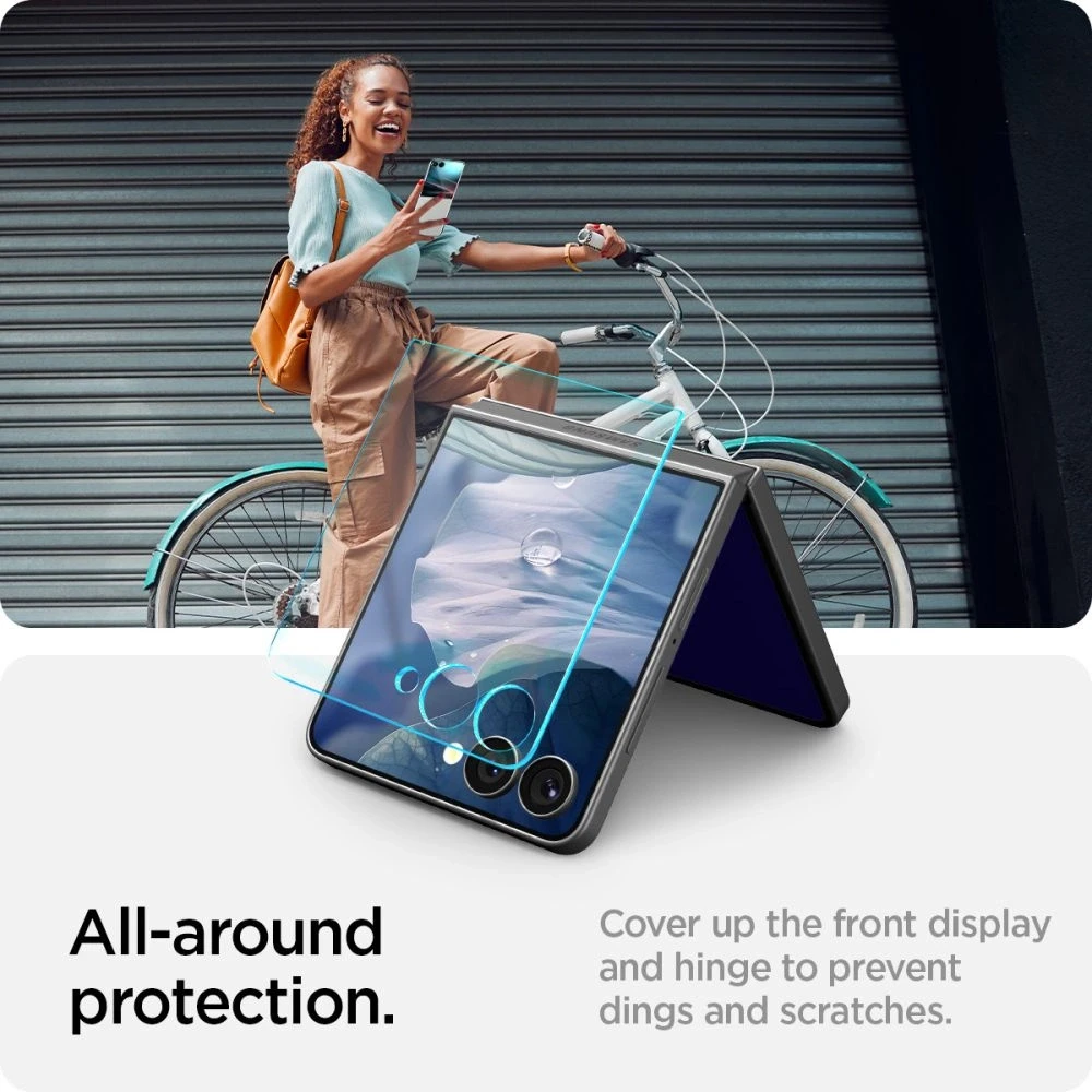 Apsauginis grūdintas stiklas Samsung Galaxy Z Flip 7 telefonui „Spigen Glas.TR EZ Fit HD 2 vnt.”