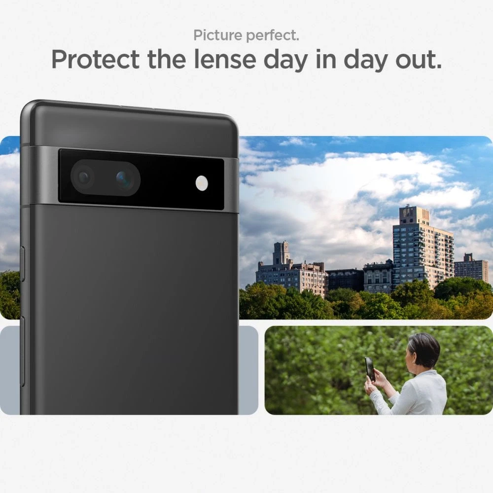 CAMERA COVER Spigen OPTIK.TR ”EZ FIT” CAMERA PROTECTOR 2-PACK GOOGLE PIXEL 7A Juodas