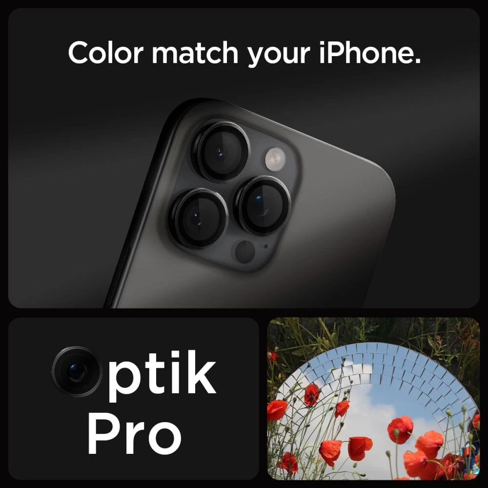 Spigen OPTIK.TR ”EZ FIT” CAMERA PROTECTOR 2-PACK Apple iPhone 14 Pro / 14 Pro Max / 15 Pro / 15 Pro Max / 16 Pro / 16 Pro Max / 17 Pro / 17 Pro Max Juodas