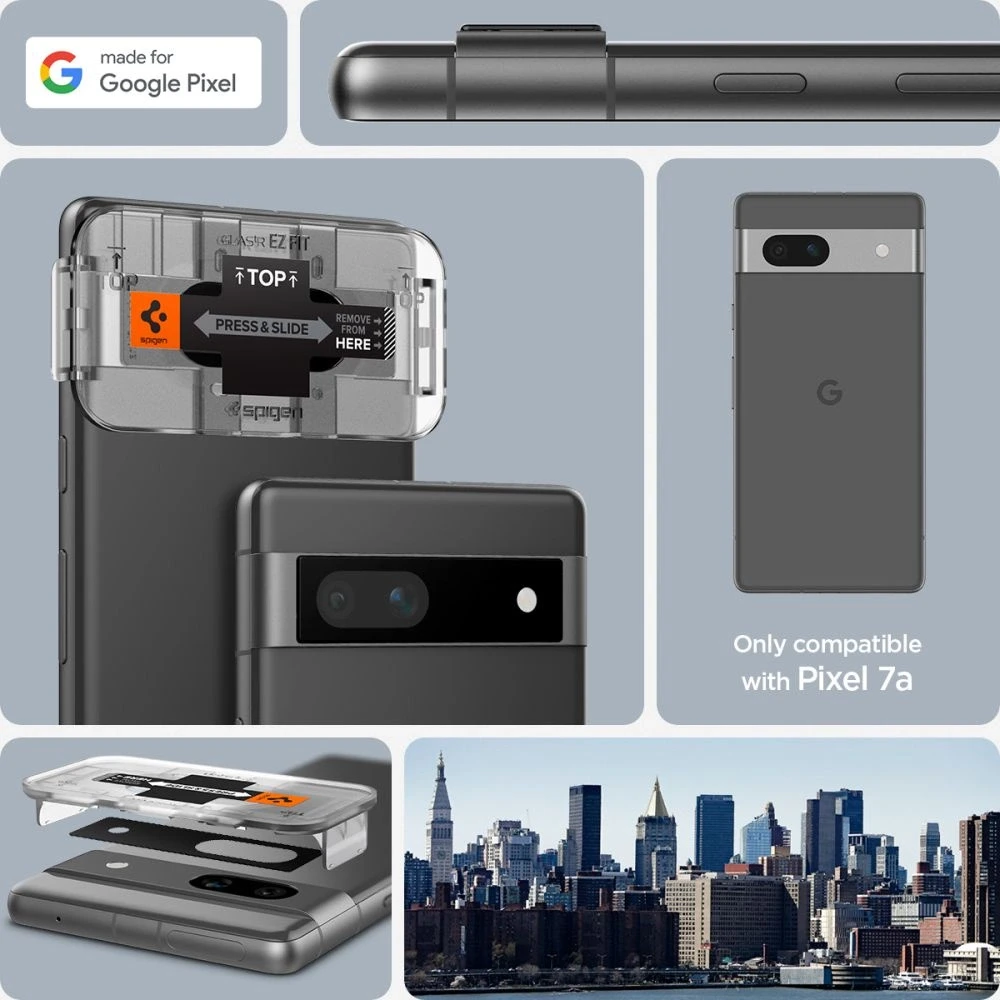 CAMERA COVER Spigen OPTIK.TR ”EZ FIT” CAMERA PROTECTOR 2-PACK GOOGLE PIXEL 7A Juodas