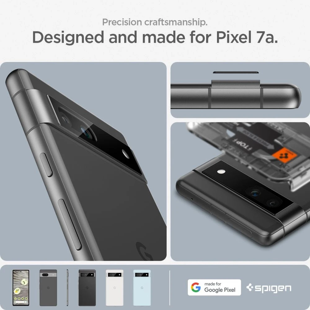 CAMERA COVER Spigen OPTIK.TR ”EZ FIT” CAMERA PROTECTOR 2-PACK GOOGLE PIXEL 7A Juodas