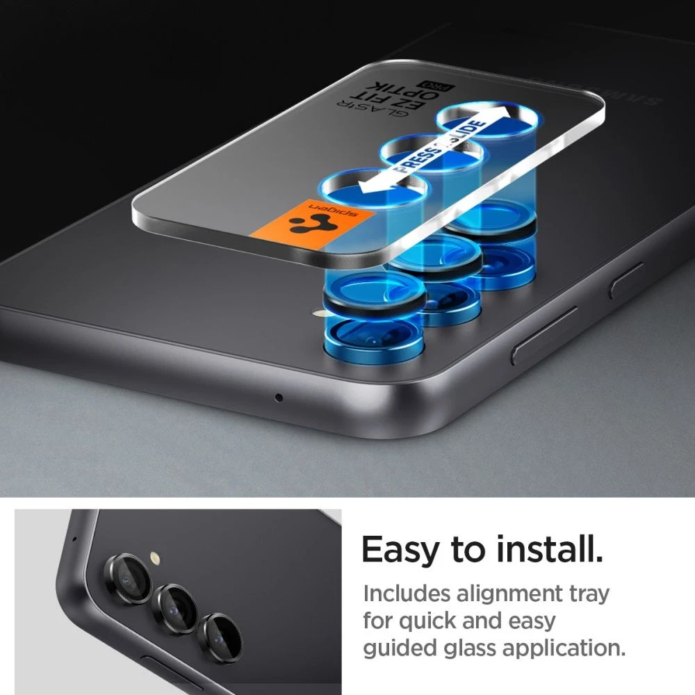 Samsung Galaxy S23 FE Spigen Optik. TR ”EZ FIT” kameros apsauga 2-pack juodos spalvos