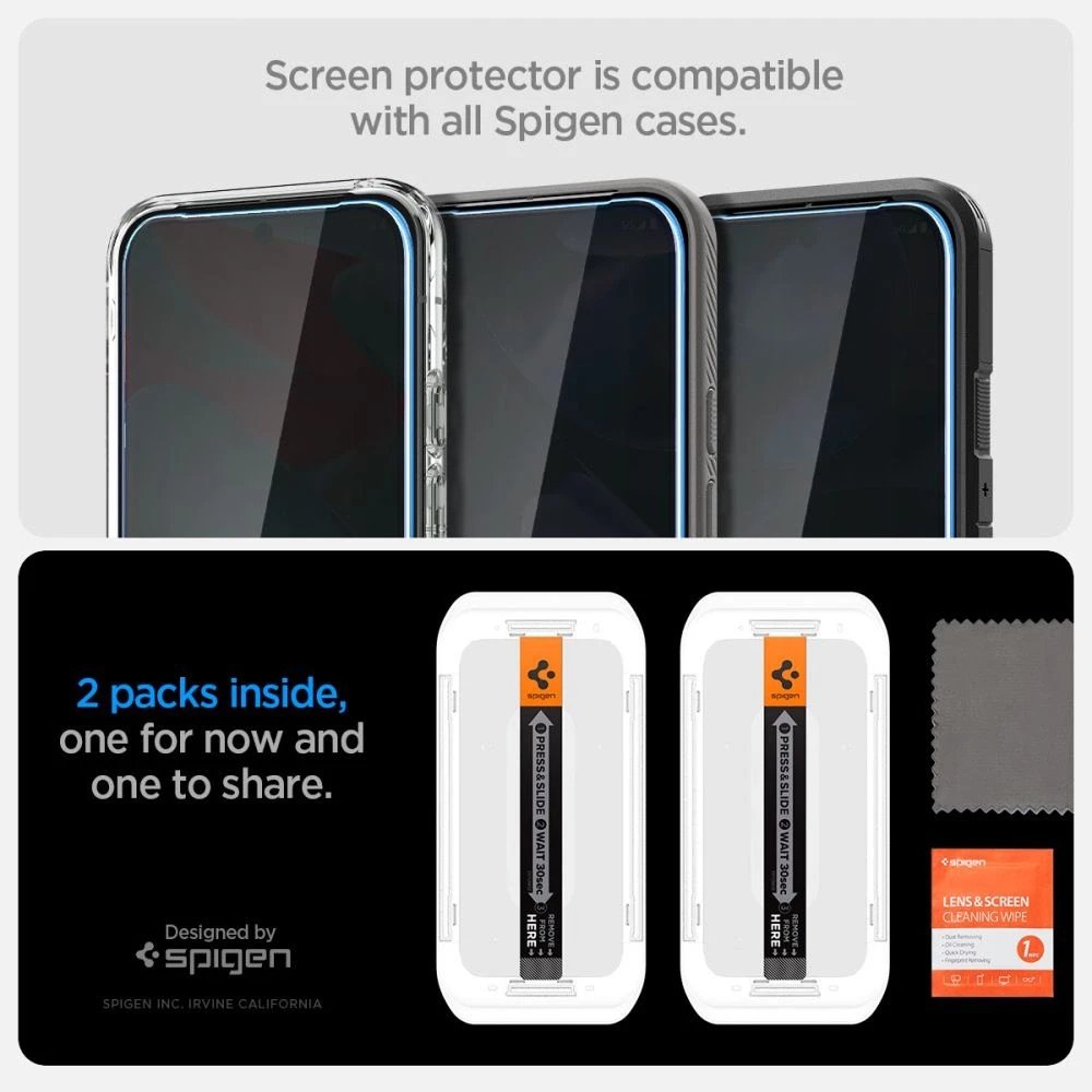 „Spigen Glas.TR Ez Fit“ 2 vnt. „Google Pixel 9 Pro XL“ apsauginių stiklų pakuotė