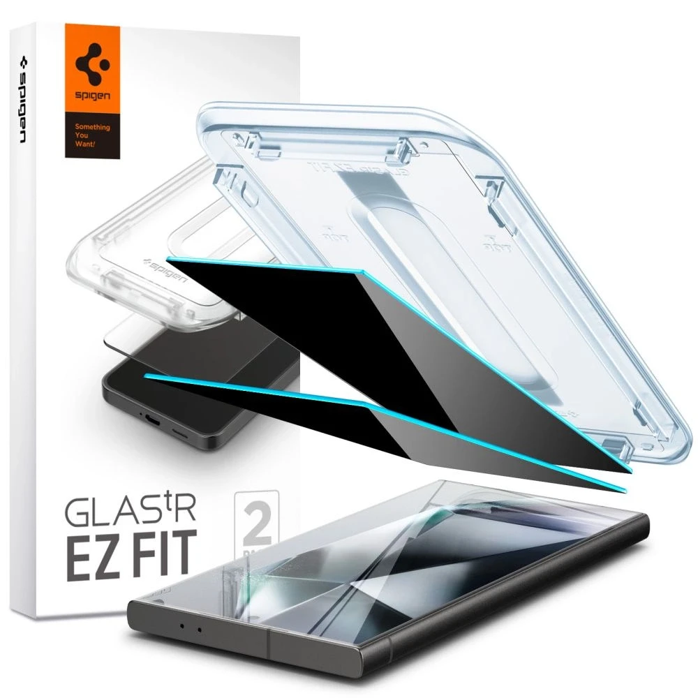Apsauginis stiklas telefonui Samsung Galaxy S24 Ultra Spigen Glas.tr „EZ Fit” Privacy 2-pack
