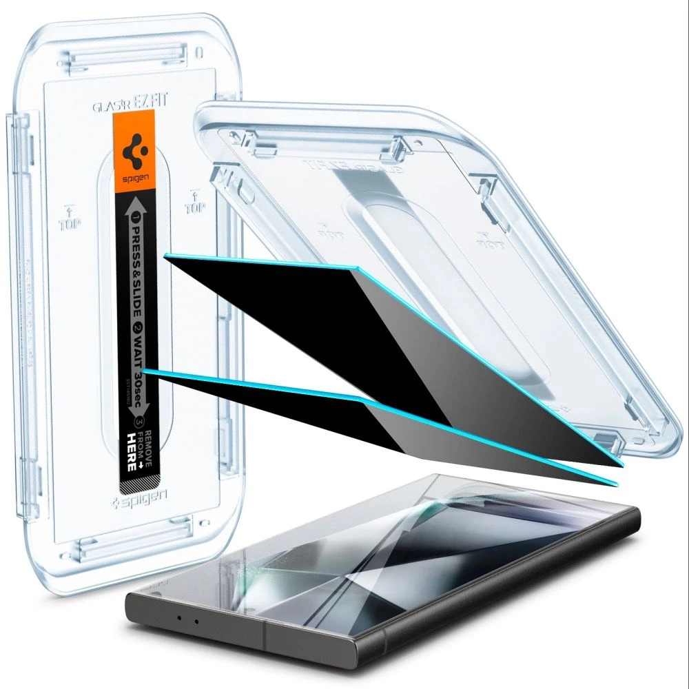 Apsauginis stiklas telefonui Samsung Galaxy S24 Ultra Spigen Glas.tr „EZ Fit” Privacy 2-pack