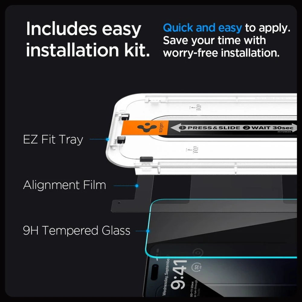 Spigen GLAS.TR EZ FIT Privacy – Apsauginis stiklas with privacy filter skirtas iPhone 15 Pro Max