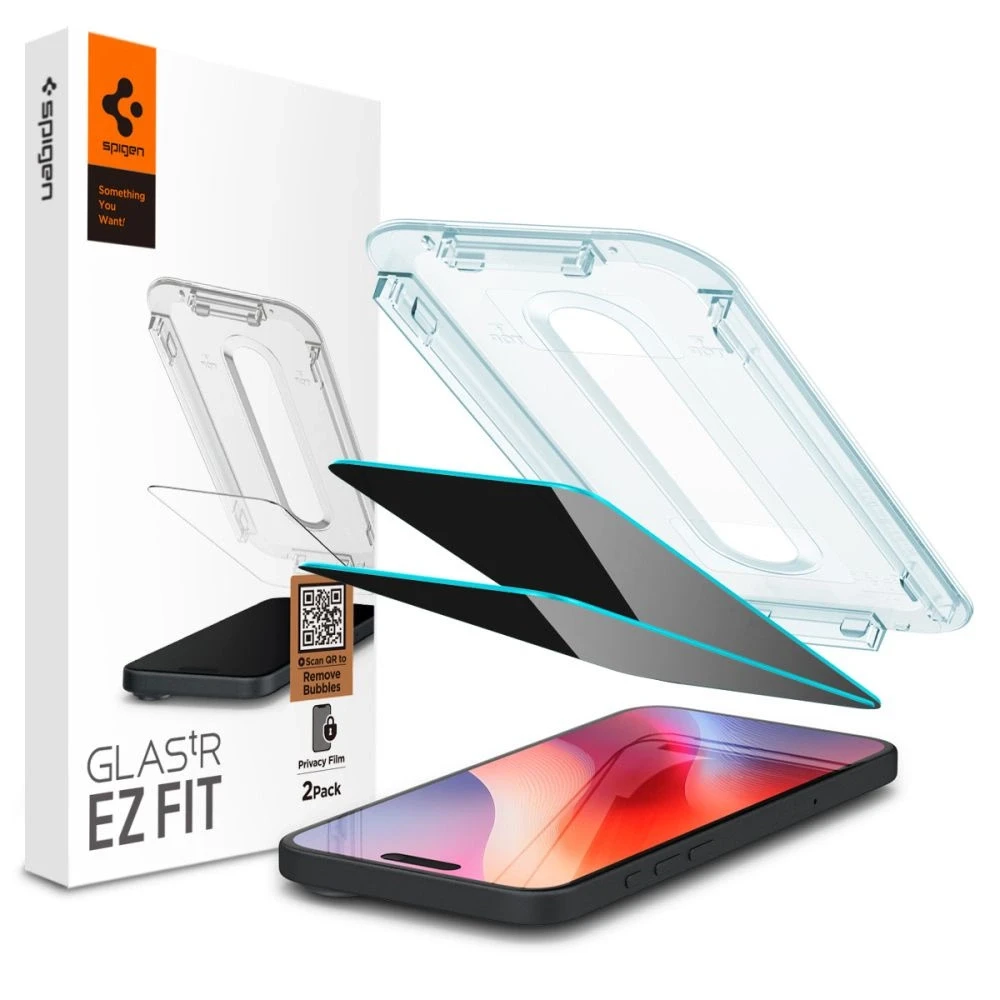 „Spigen Glas.tR EZ Fit Privacy“ dėklas Apple iPhone 16 Pro Max / 17 Pro Max – 2 vnt.