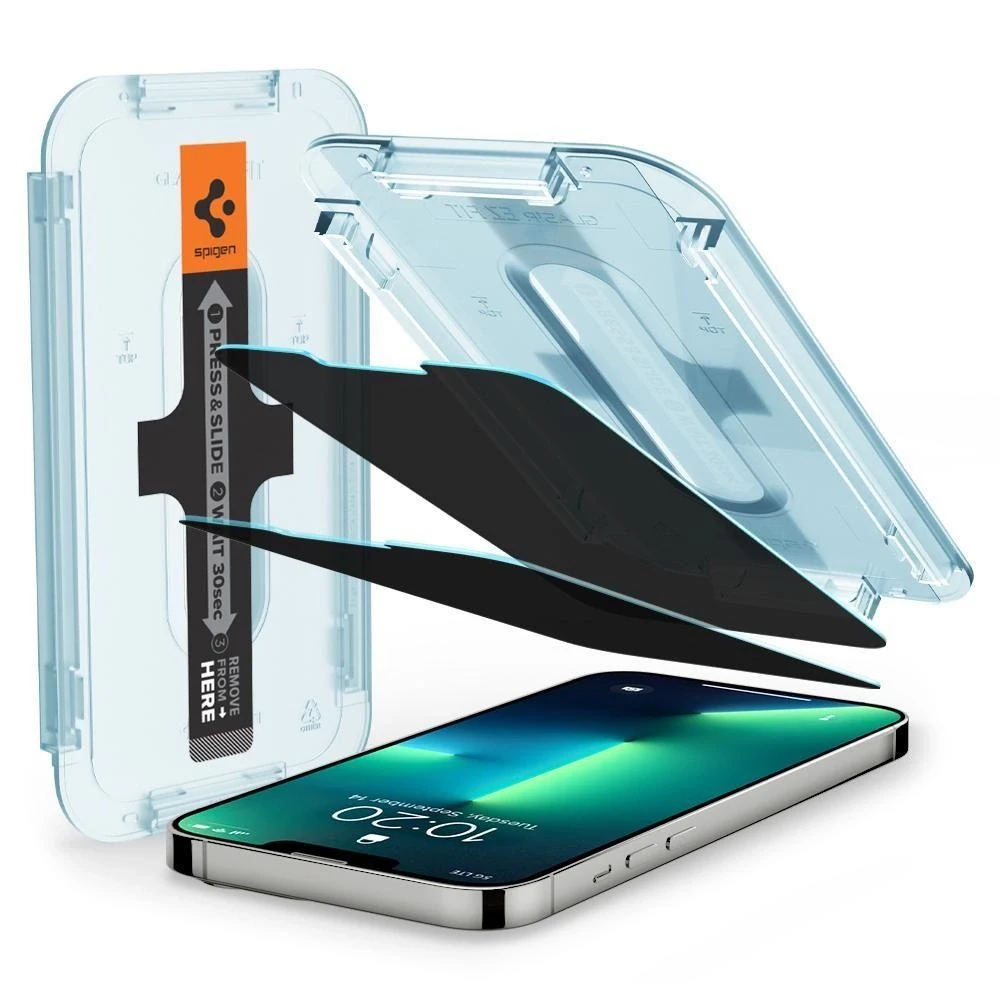Apsauginis stiklas Spigen GLAS.TR „EZ FIT” 2-pack Apple iPhone 13 / 13 PRO PRIVACY