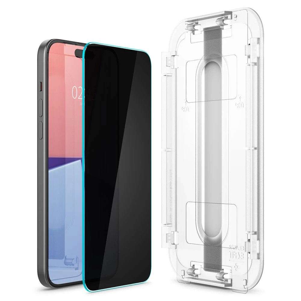 Spigen GLAS.TR EZ FIT Privacy – Apsauginis stiklas with privacy filter skirtas iPhone 15 Pro Max